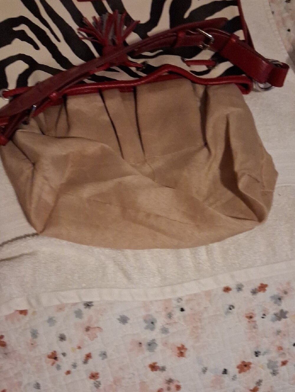 Dooney & Bourke Black and Cream Zebra-Print Shoulder Bag with Red Trim - Picture 8 of 14